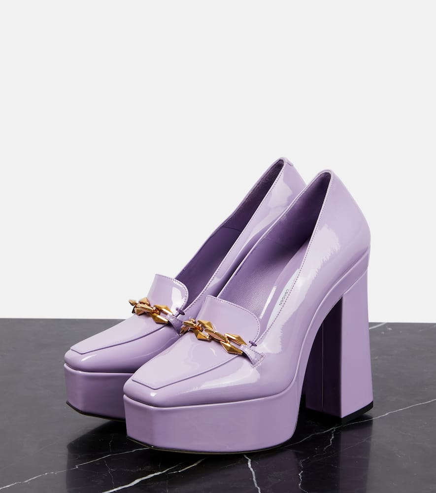 Shop Jimmy Choo Diamond Tilda Embellished Patent Leather Pumps In Wisteria