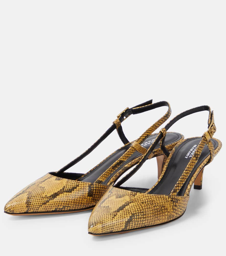 Shop Isabel Marant Pilia Leather Slingback Pumps In Neutrals