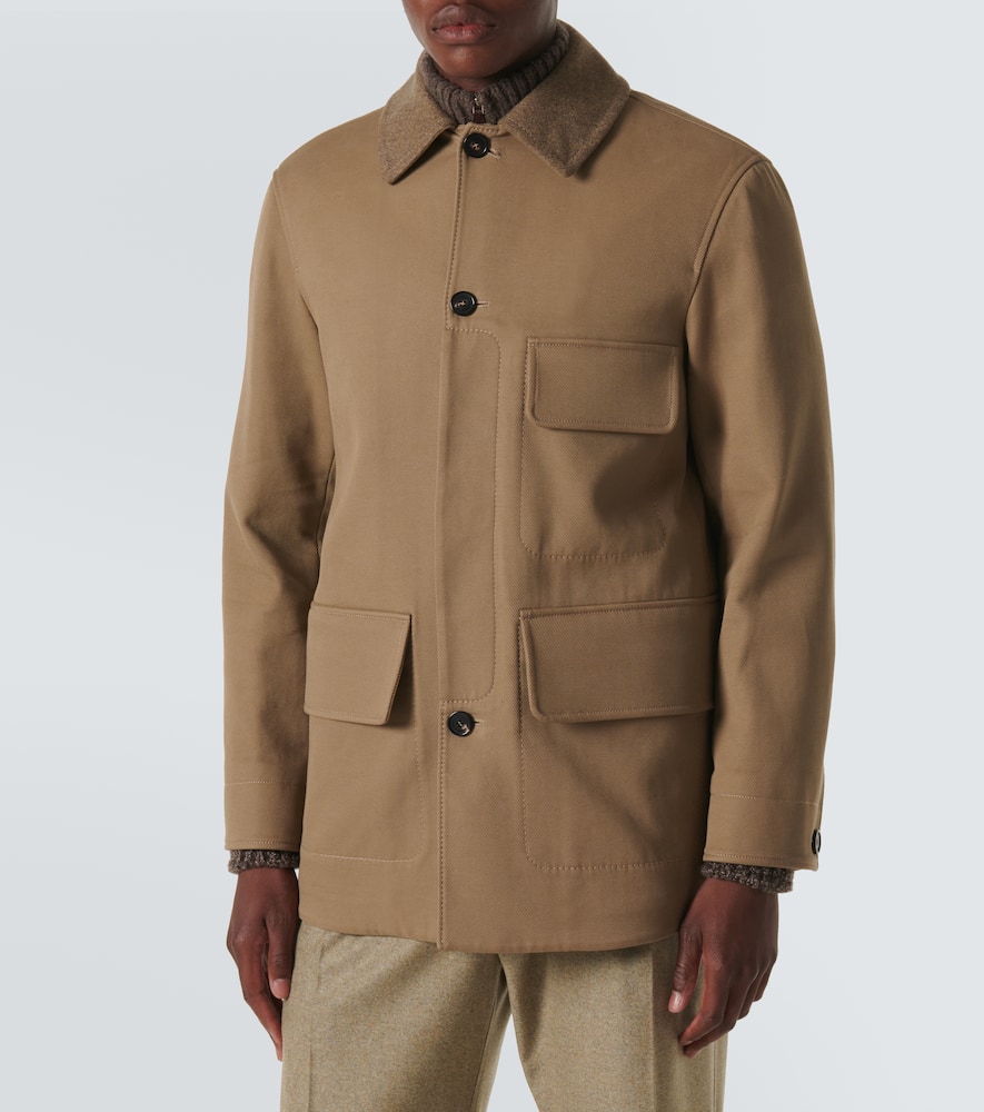 Loro Piana Barth Leather-trimmed Cotton Jacket In Brown