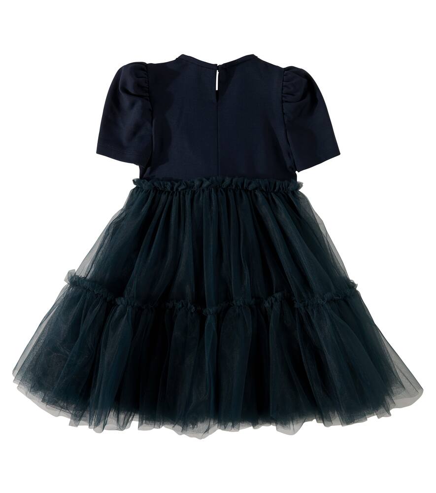 Monnalisa Embellished Tulle Dress In Blue