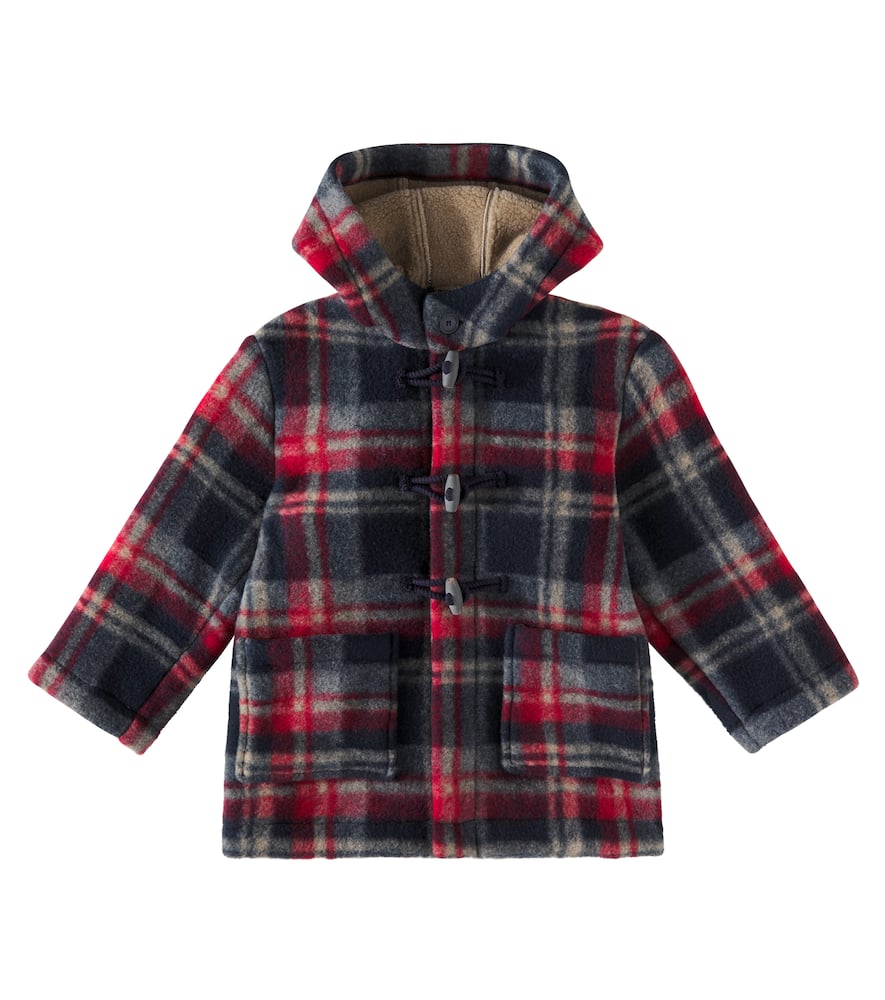 Il Gufo Tartan-check Print Duffle Coat In Blue