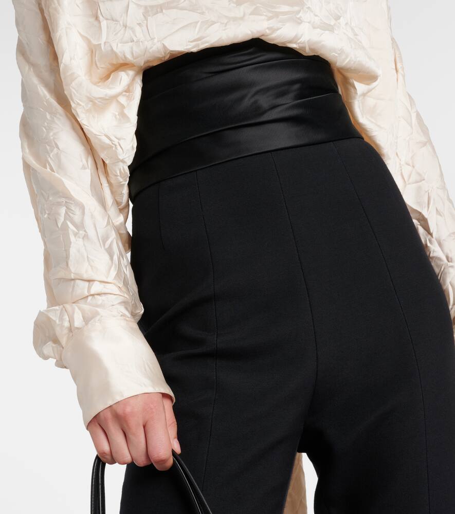 Khaite Lenro Satin-trimmed High-rise Slim Pants In Black