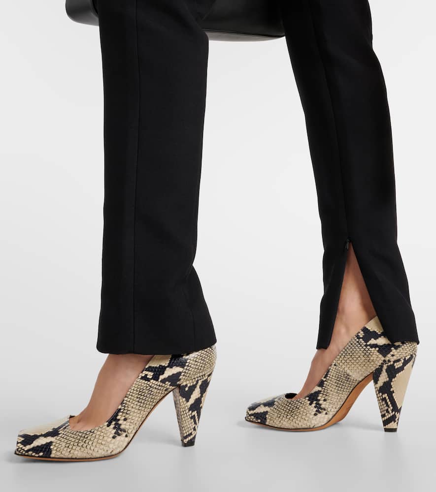 Khaite Lenro Satin-trimmed High-rise Slim Pants In Black