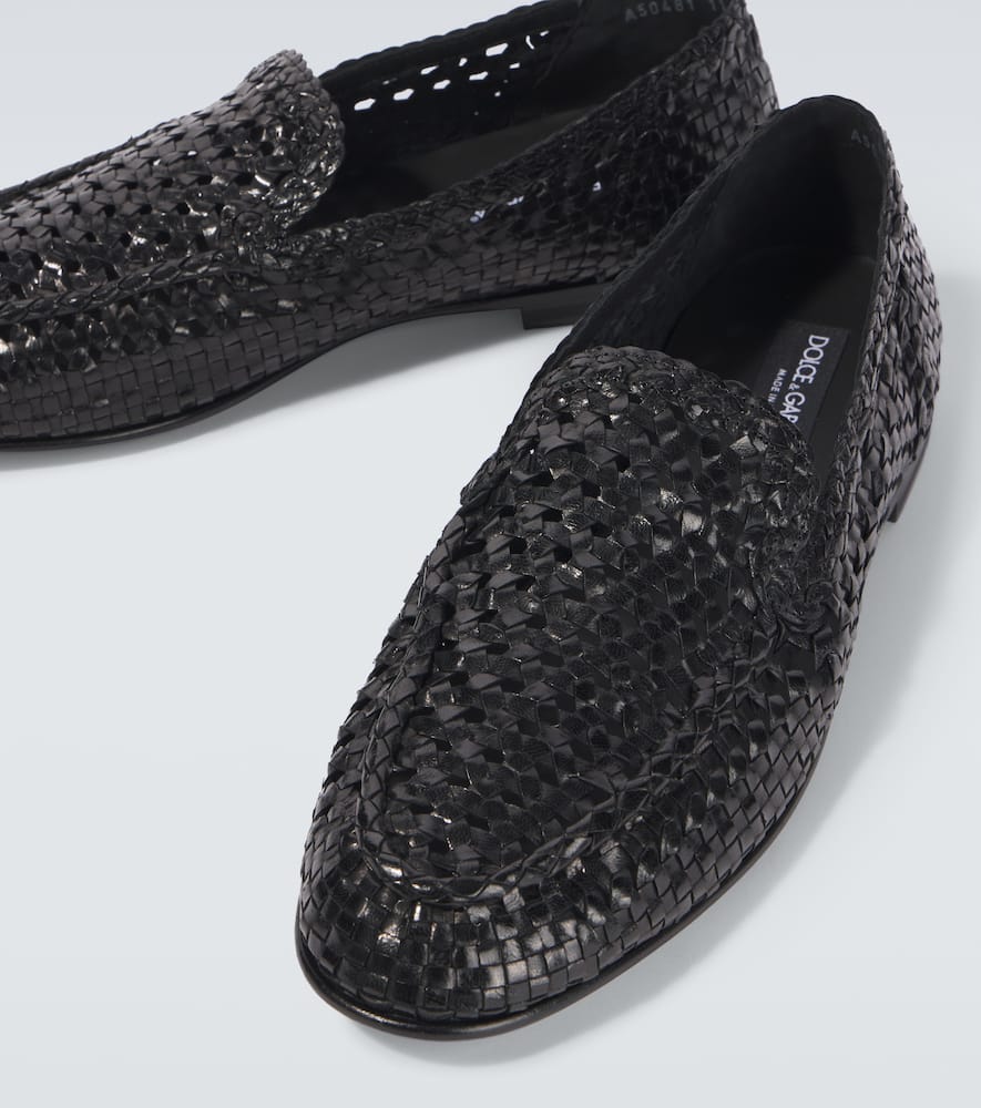 Dolce & Gabbana Slip-ons Aus Leder In Schwarz