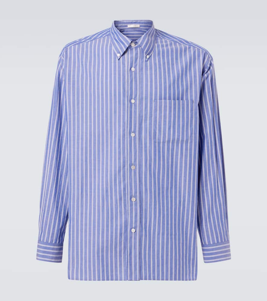 The Row Bresson Button-down Collar Striped Cotton-poplin Shirt In Blue
