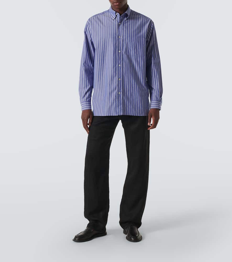 The Row Bresson Button-down Collar Striped Cotton-poplin Shirt In Blue