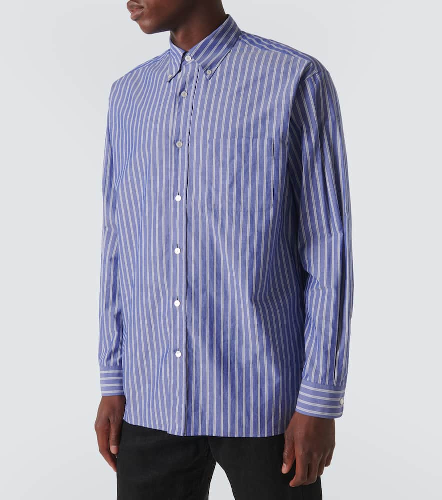The Row Bresson Button-down Collar Striped Cotton-poplin Shirt In Blue