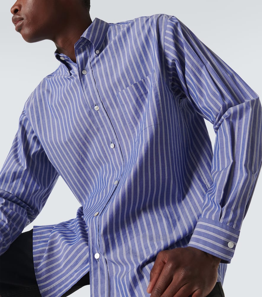 The Row Bresson Button-down Collar Striped Cotton-poplin Shirt In Blue