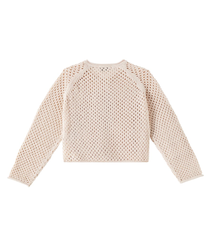 Shop Il Gufo Cotton Cardigan In White