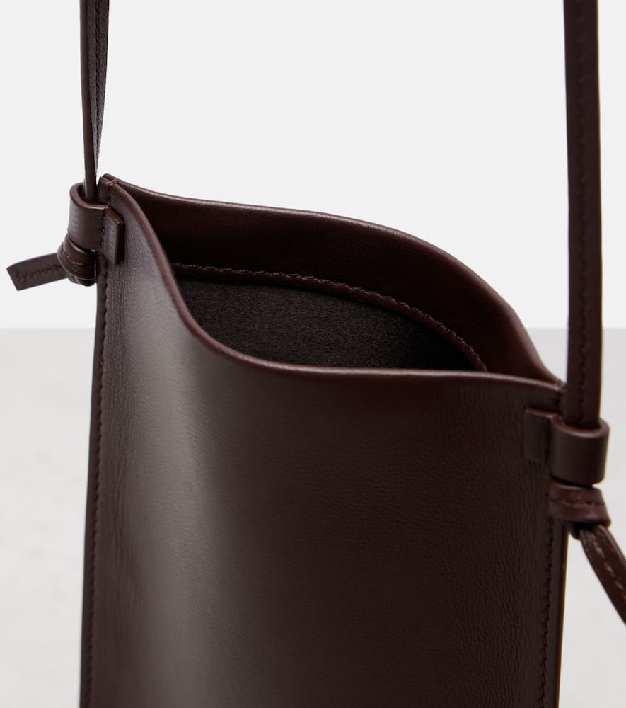 The Row Camie Leather Pouch With Strap In Brown