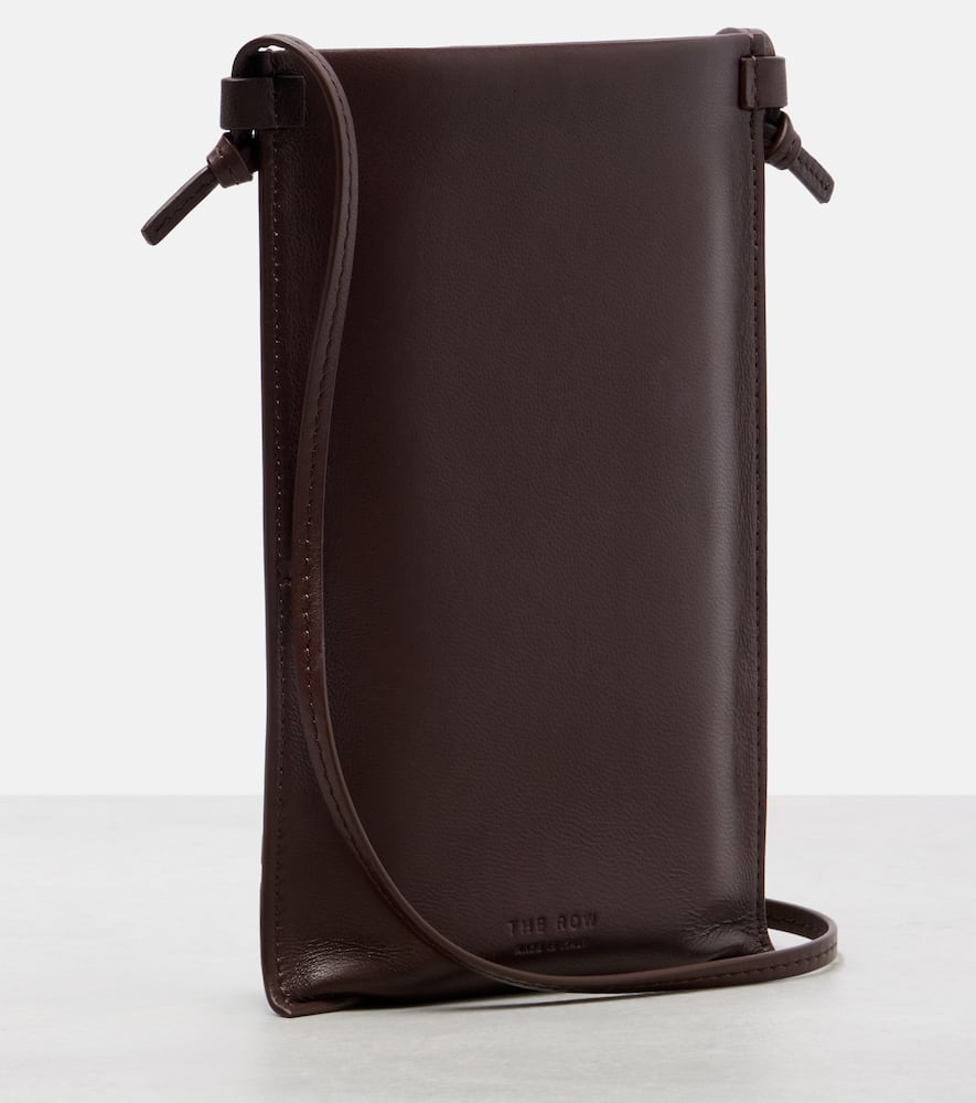 The Row Camie Leather Pouch With Strap In Brown