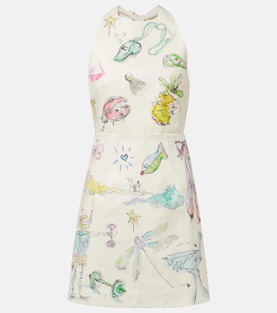 Alemais Womens Court Graphic-print Cotton Mini Dress Multi In White