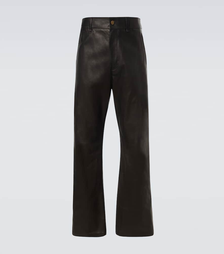 Fear Of God Mens Black Regular-fit Straight-leg Leather Trousers In Black