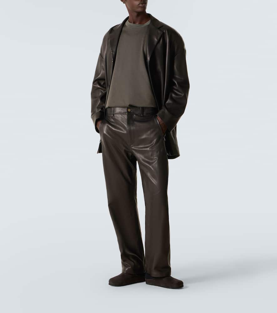 Fear Of God Mens Black Regular-fit Straight-leg Leather Trousers In Black