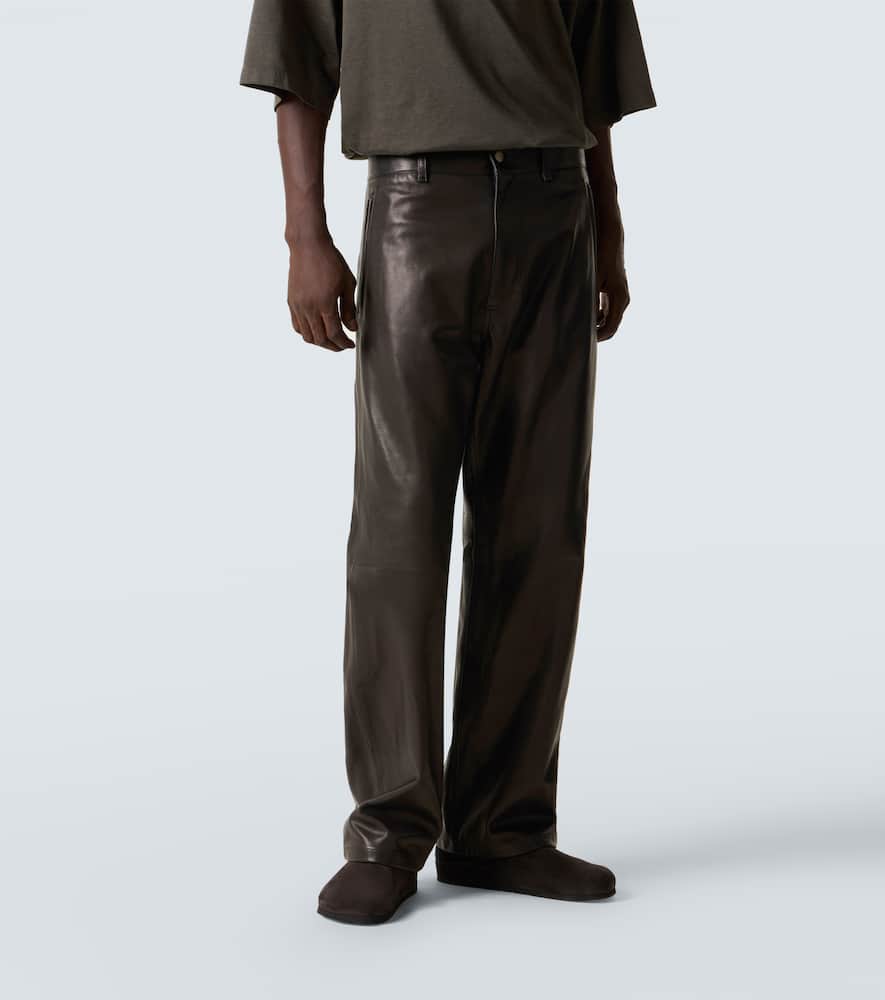 Fear Of God Mens Black Regular-fit Straight-leg Leather Trousers In Black