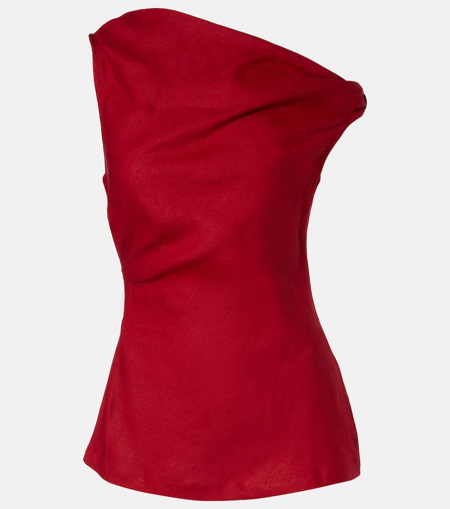 Suis one-shoulder linen top