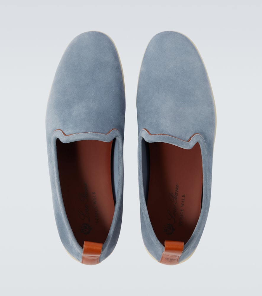 Loro Piana Venice Walk Suede Loafers In Blue