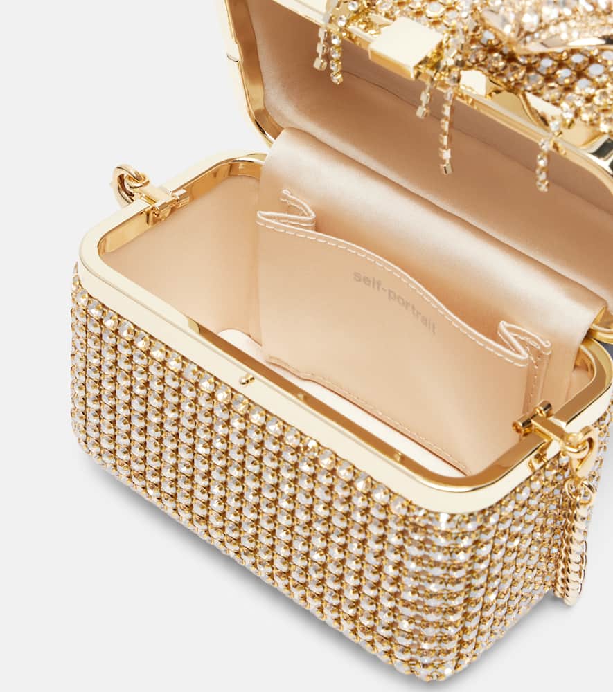 Self-portrait Mini Crystal-embellished Vanity Bag In Gold