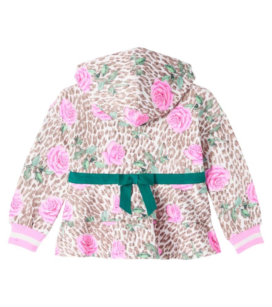 Monnalisa Floral Leopard-print Cotton-blend Jacket In Multi