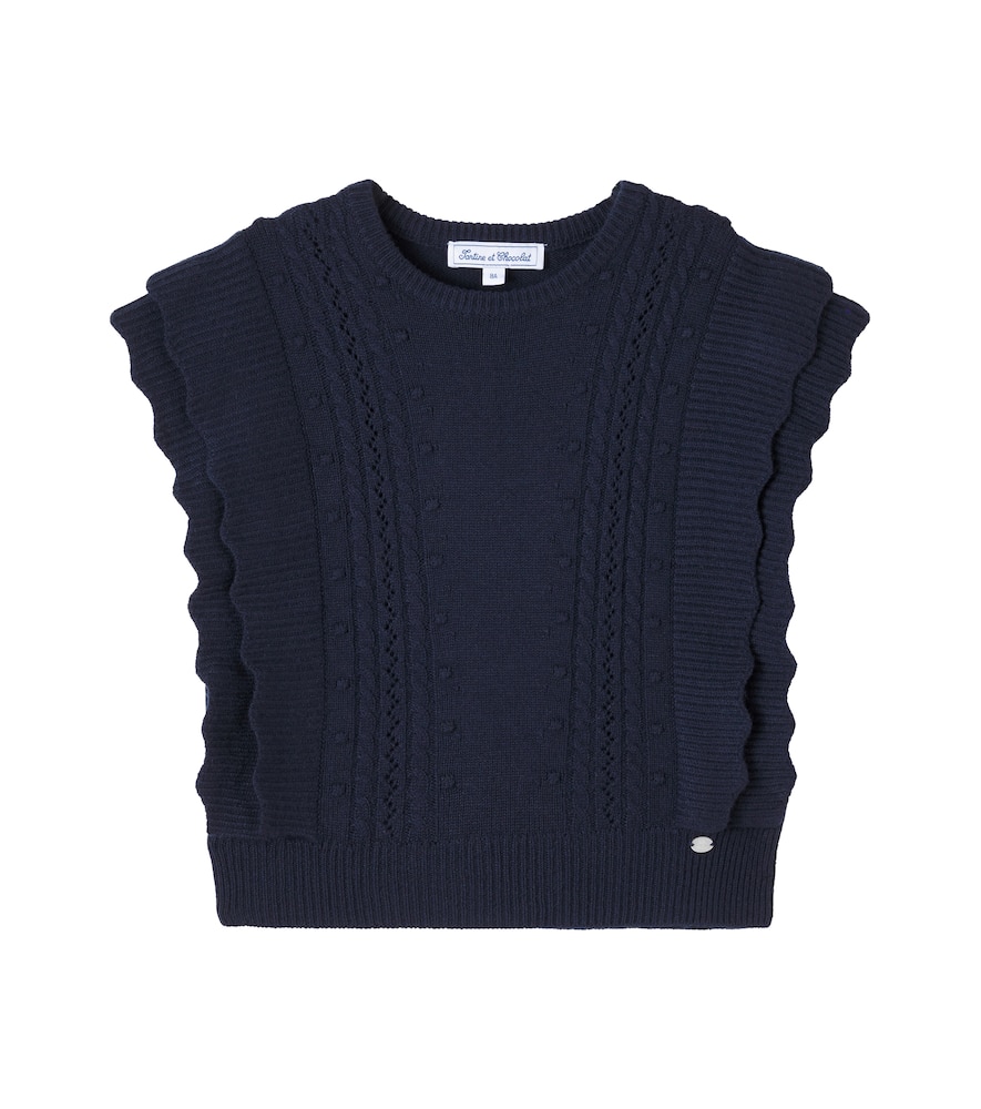 Tartine Et Chocolat Ruffled Sweater Vest In Blue