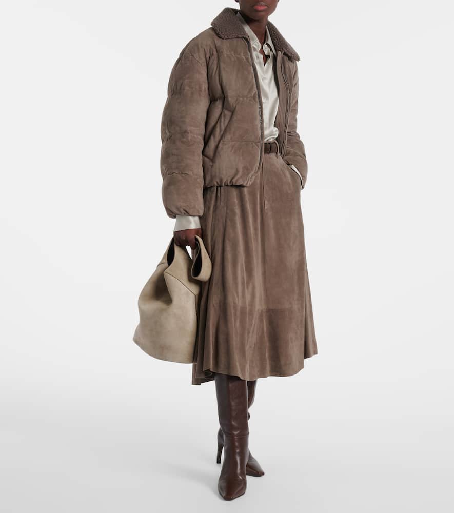 Brunello Cucinelli Monili Leather Knee-high Boots In Brown