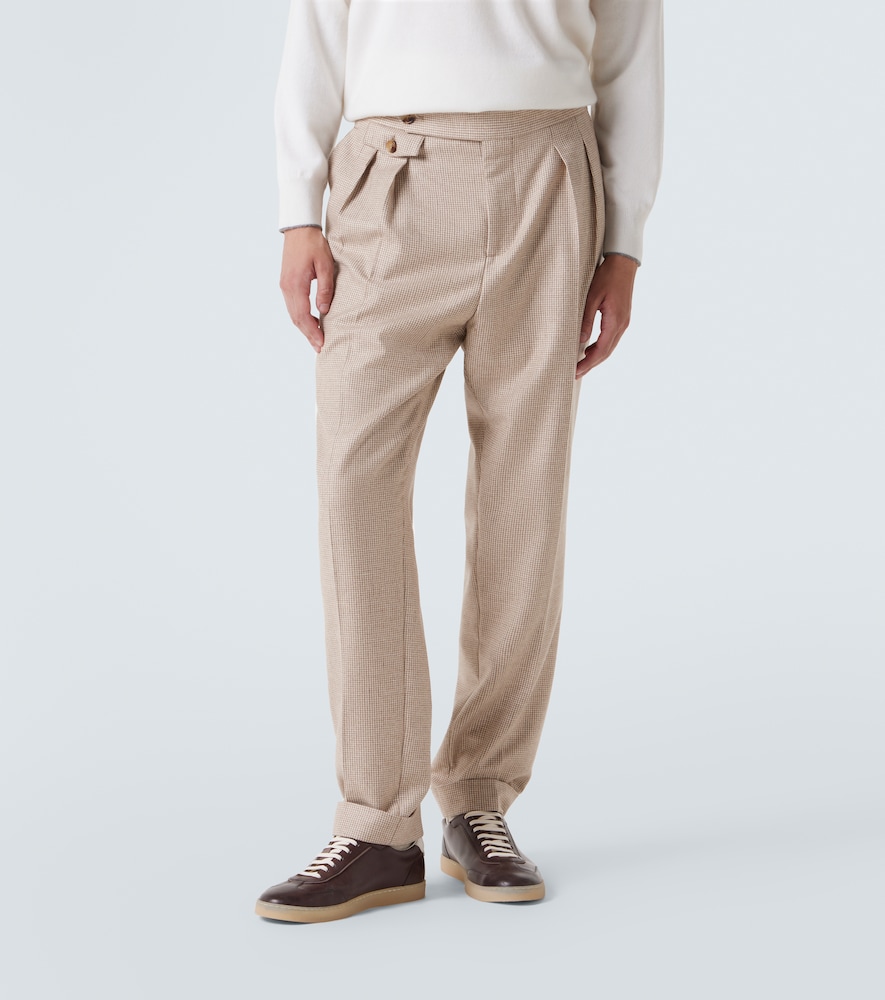  Brunello Cucinelli Brunello Cucinelli Houndstooth Cashmere And Silk Suit Pants 
