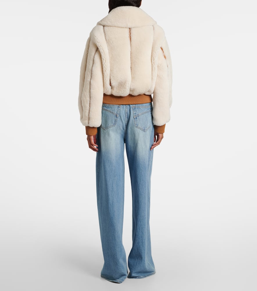 Zimmermann Story Shearling Bomber Jacket In White