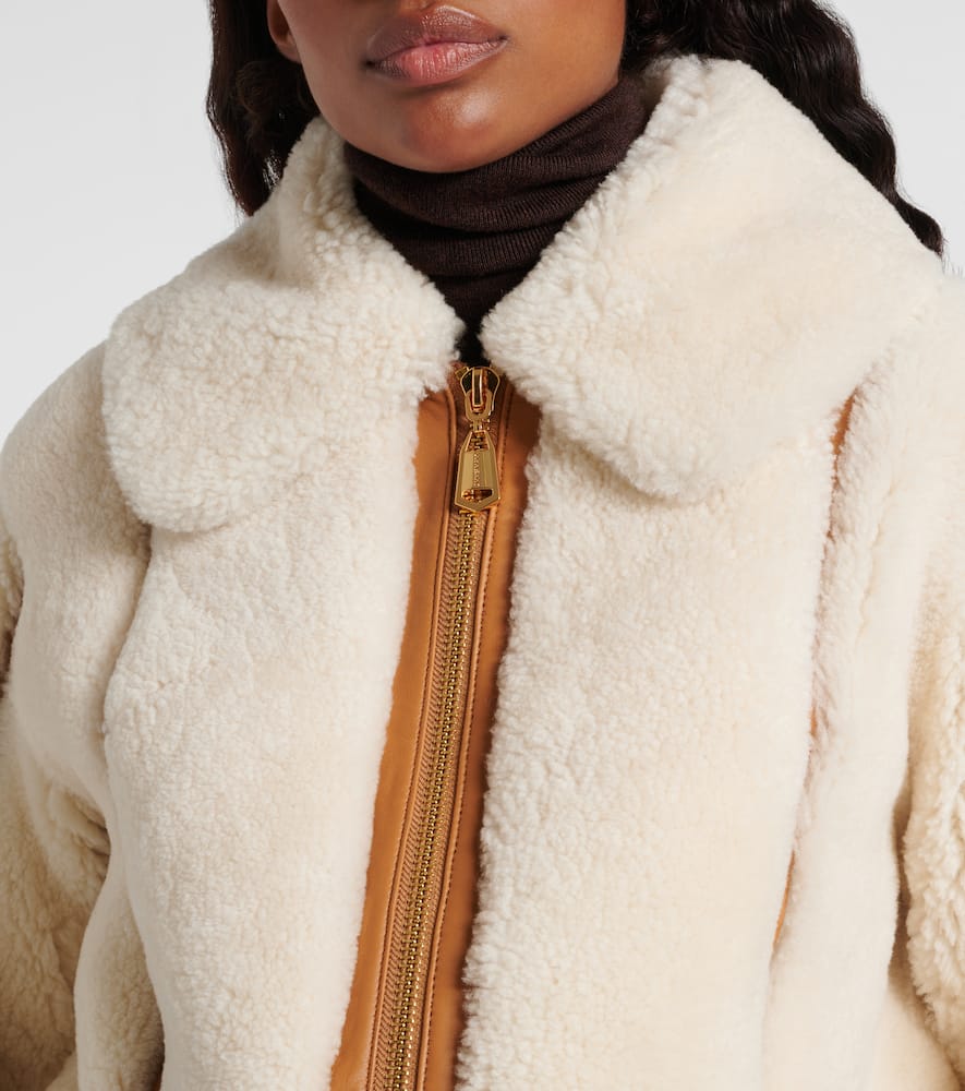 Zimmermann Story Shearling Bomber Jacket In White