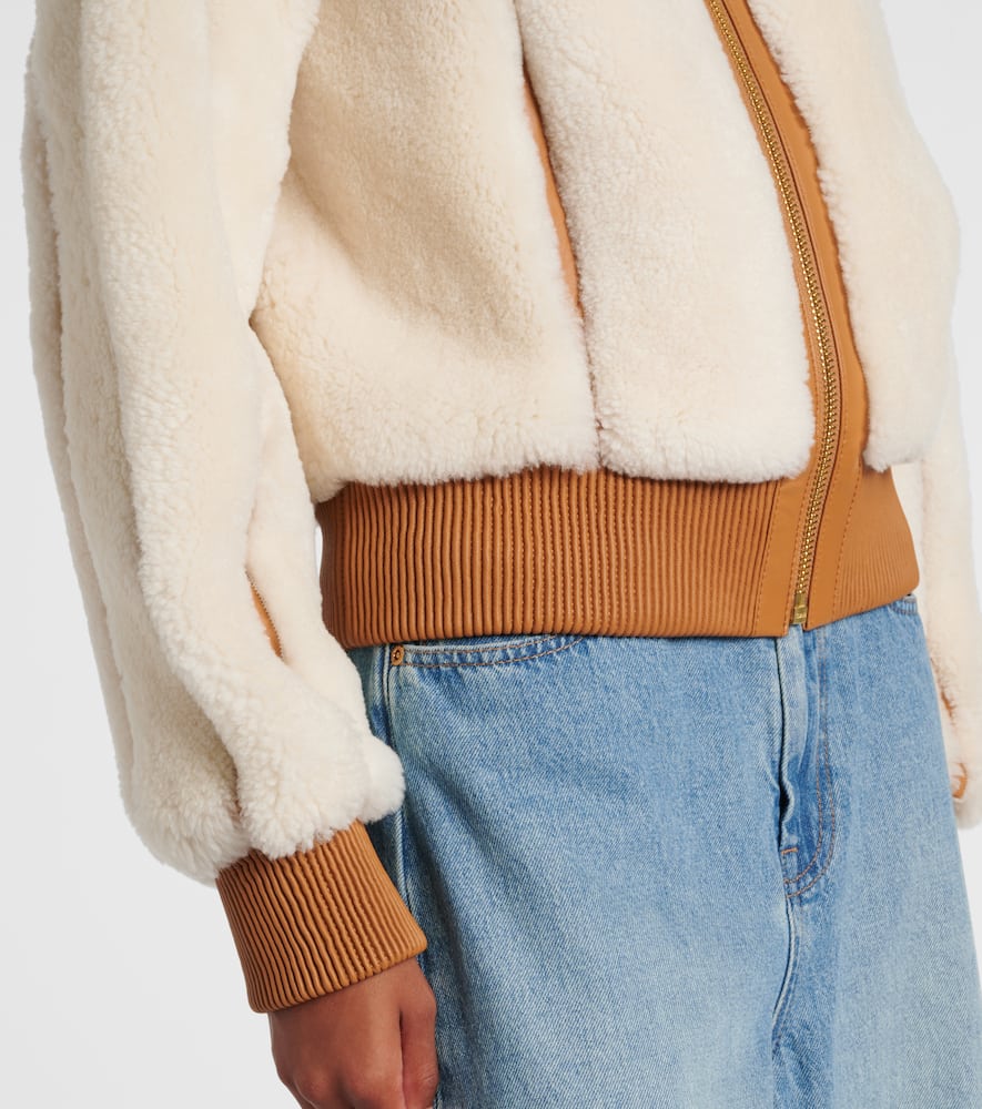 Zimmermann Story Shearling Bomber Jacket In White