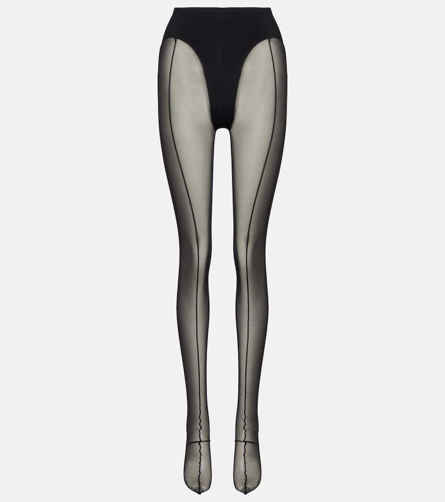 Mugler Re/edit Sheer Tulle Tights In Black