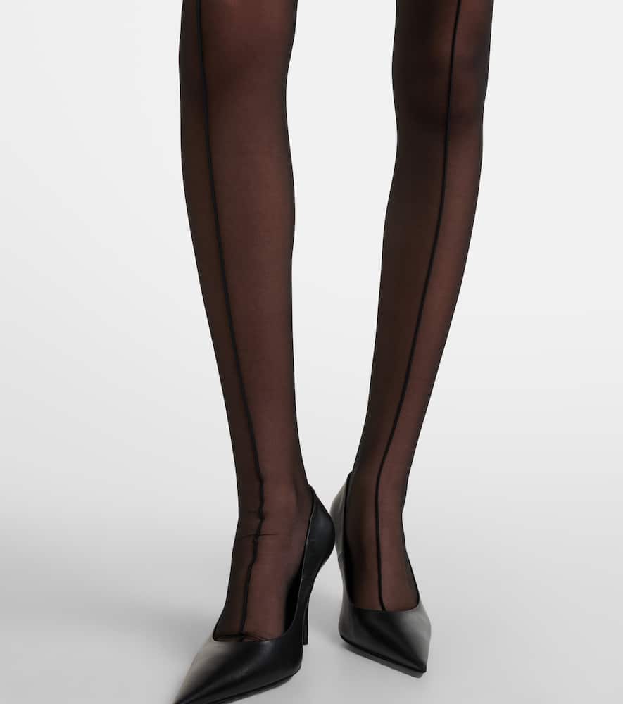 Mugler Re/edit Sheer Tulle Tights In Black