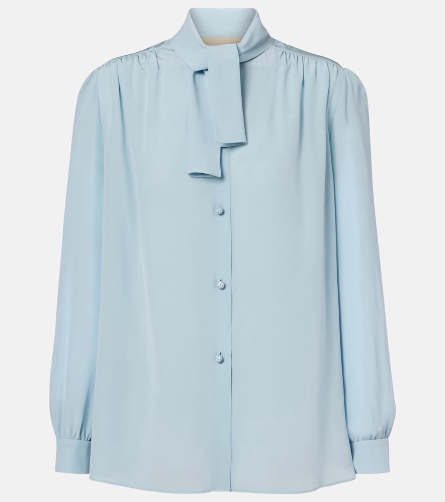Valentino Tie-neck silk crêpe de chine shirt