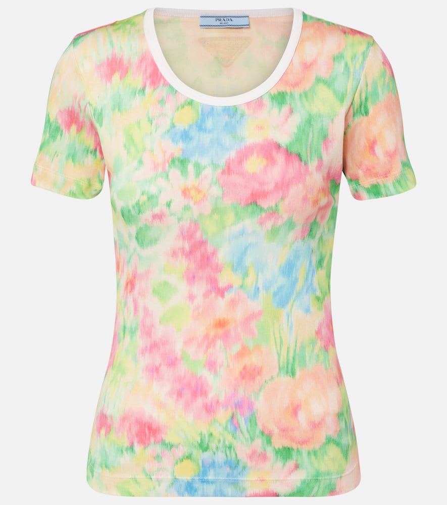 Prada Bedrucktes T-shirt Aus Baumwolle In Multi