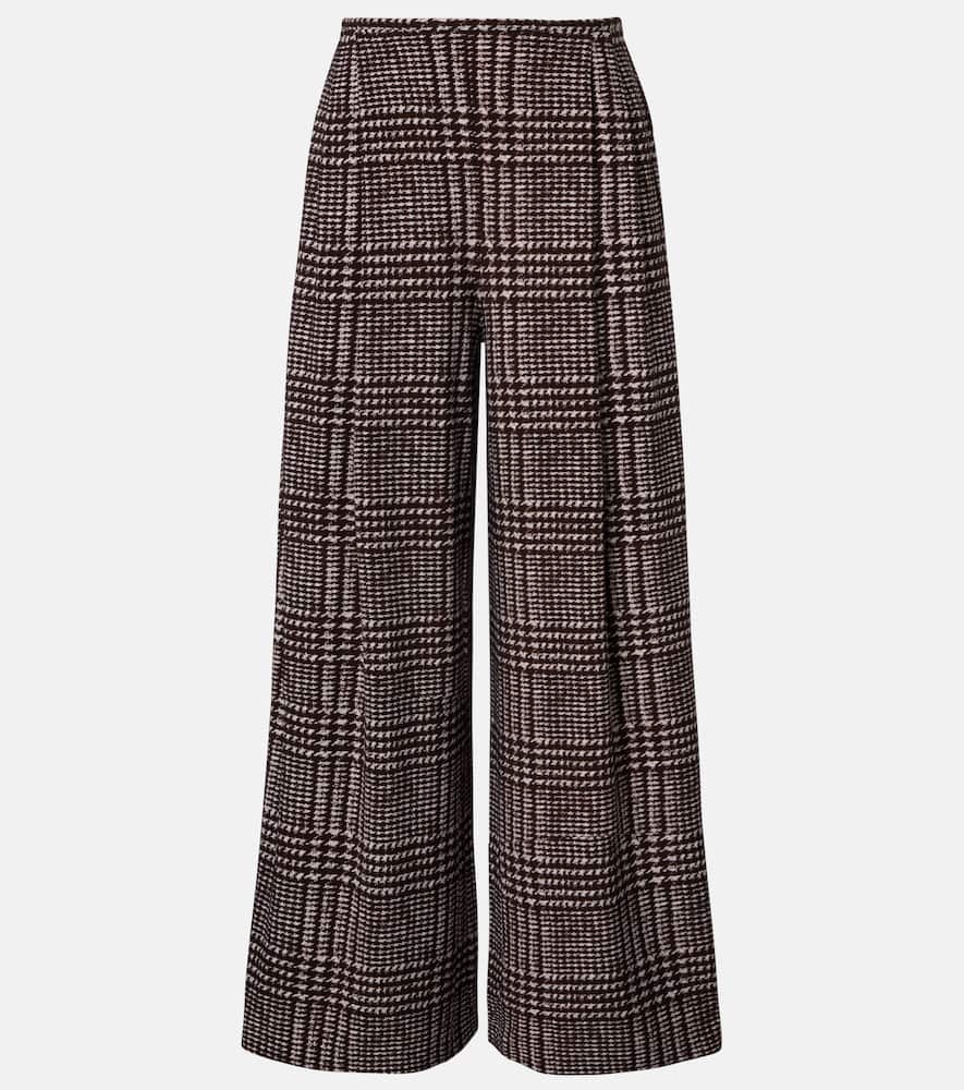 Norma Kamali Prince Of Wales Check Wide-leg Pants In Brown