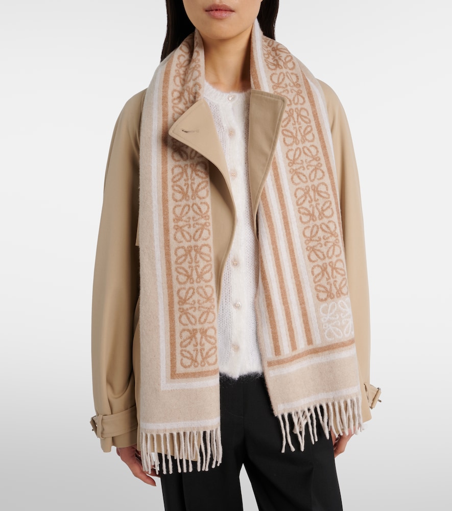 Anagram Wool And Cashmere Jacquard Scarf