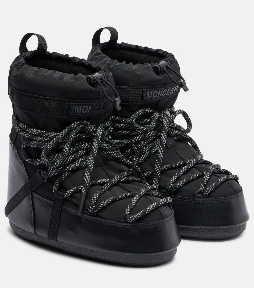 Moncler X Moon Boot Icon Low Gaiter Leather-trimmed Snow Boots In Black