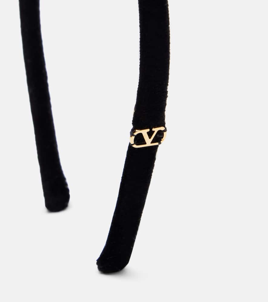 Valentino Vlogo Cotton Velvet Headband In Black