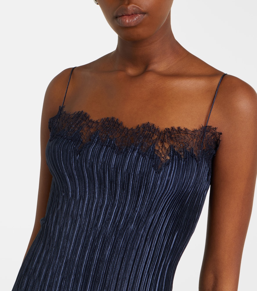 Lumi Lace-Trimmed Pleated Midi Dress