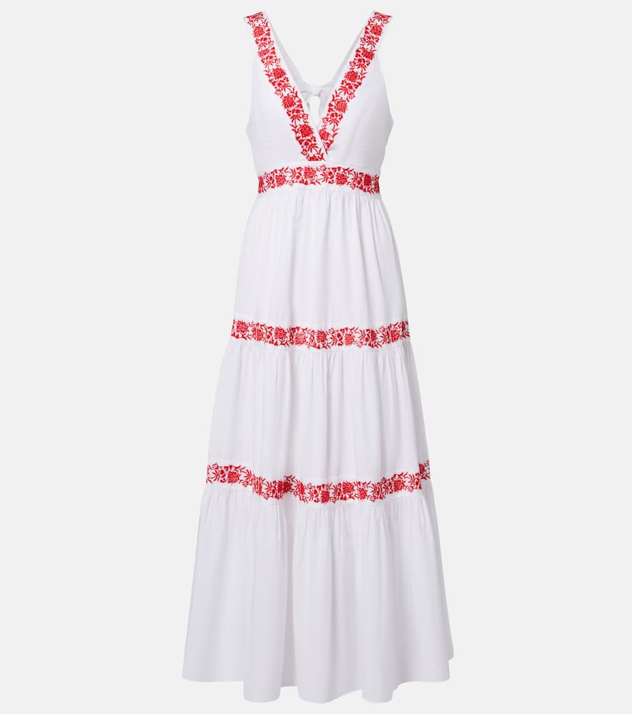 Heidi Klein Petalia Embroidered Cotton Maxi Dress In White