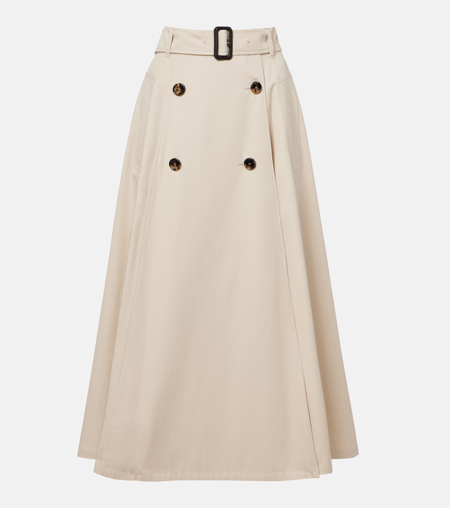 Burberry Belted cotton gabardine midi skirt