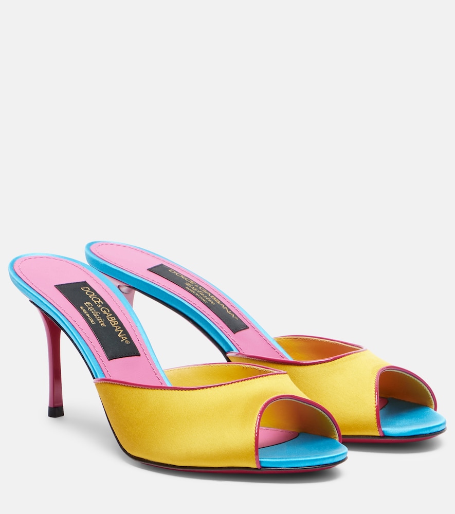 Dolce & Gabbana Keira Leather-trimmed Satin Mules In Yellow
