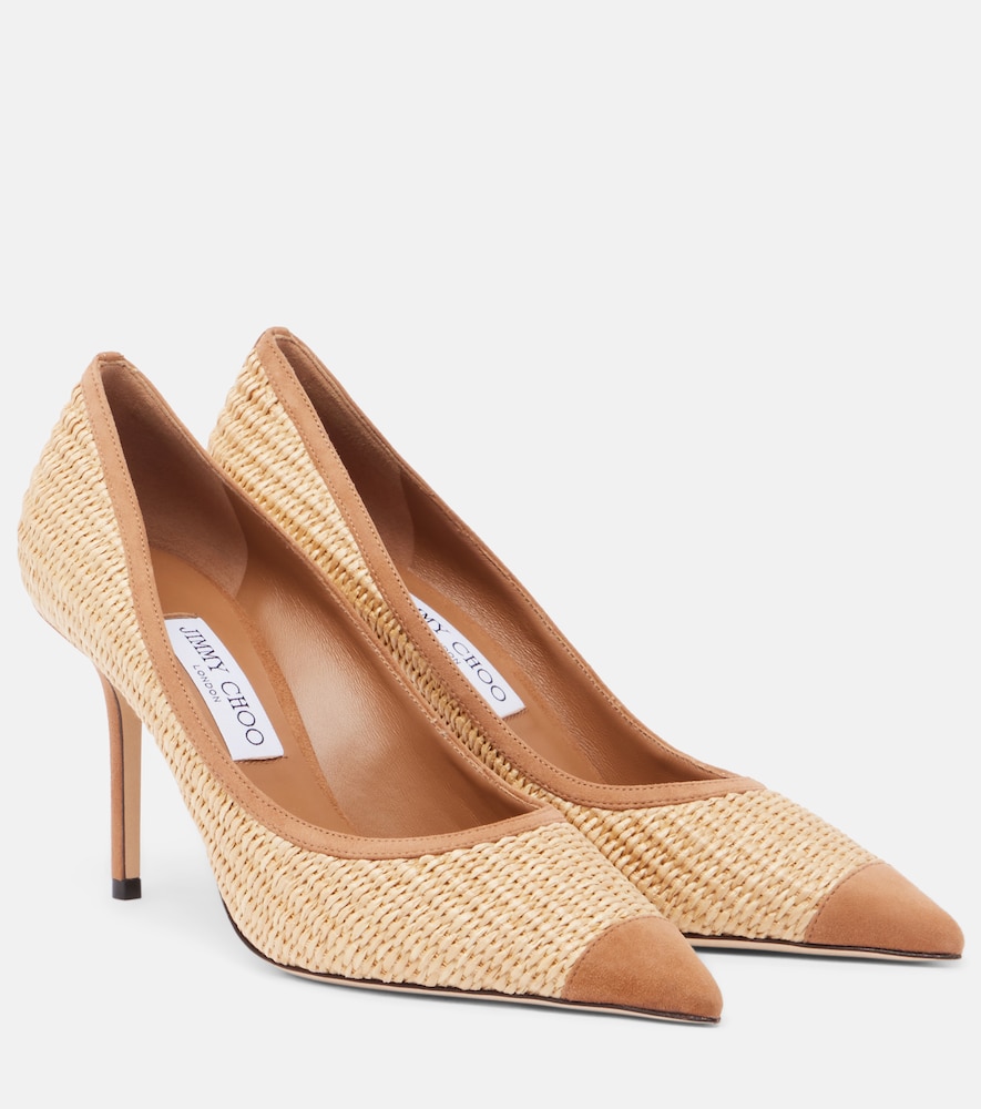 Pumps Love aus Raffiabast mit Veloursleder