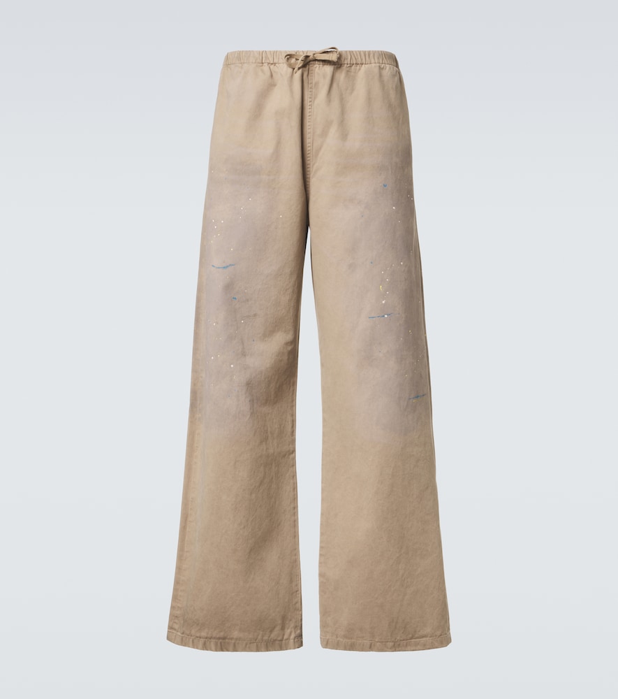 Cotton Twill Wide-Leg Pants