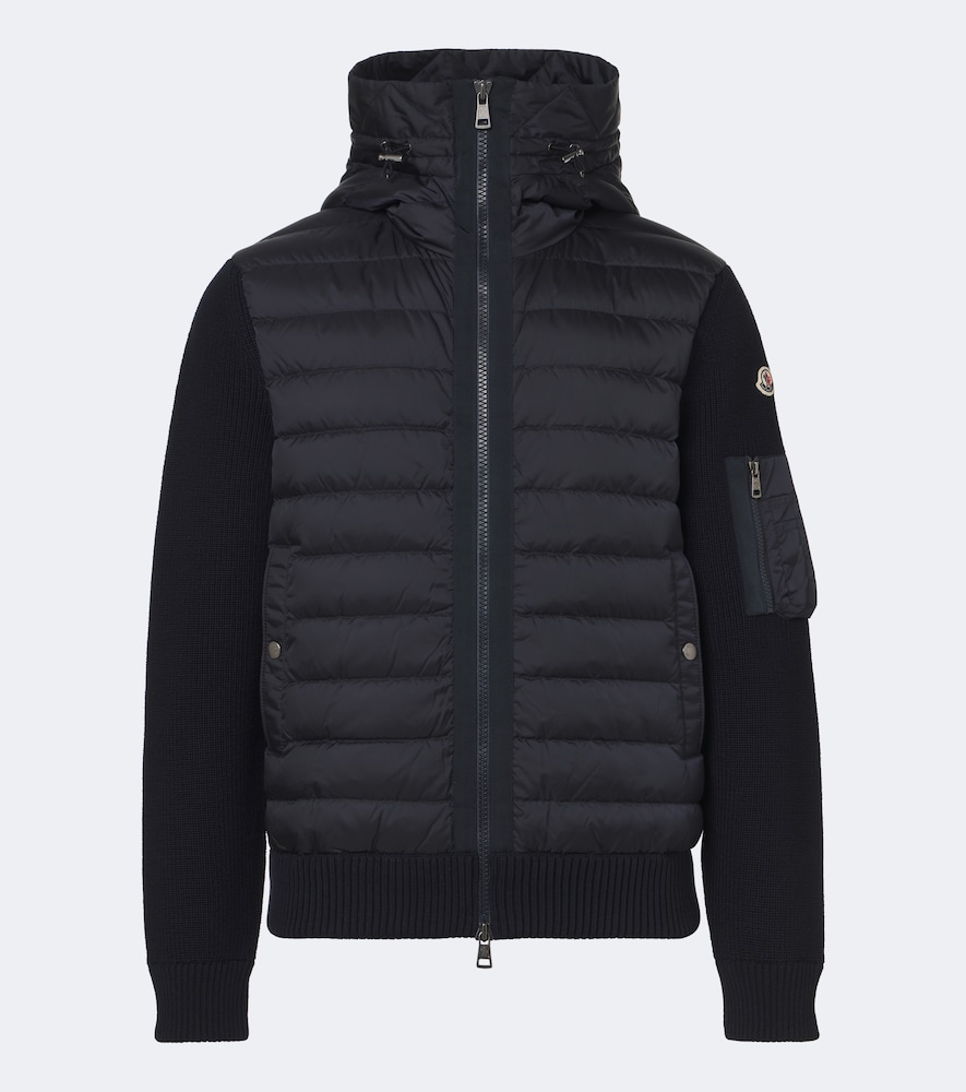 Moncler Permanent Paneled Wool-blend Jacket In Blue