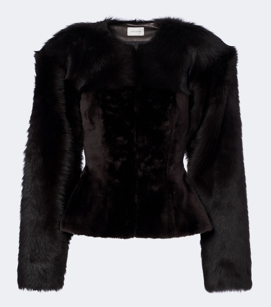 Giacca peplum in shearling