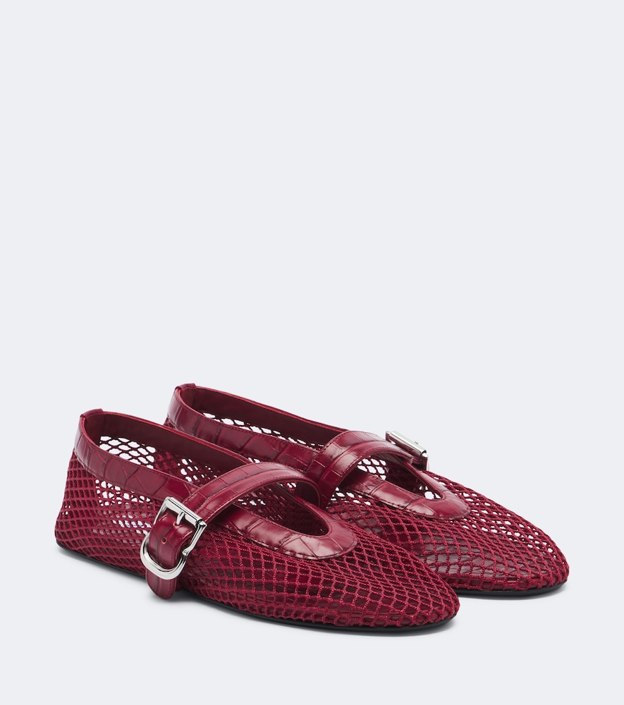 Alaïa Mary-Jane-Ballerinas aus Netzstoff mit Leder
