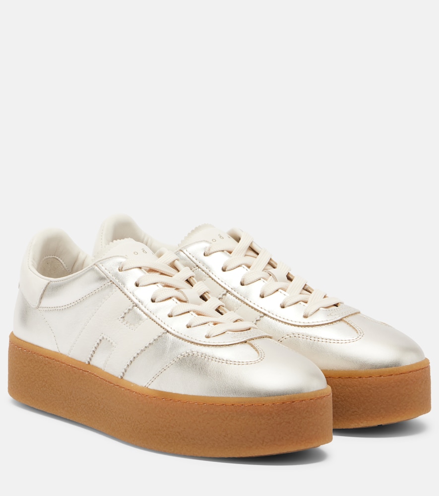 Sneakers platform H698 in pelle metallizzata