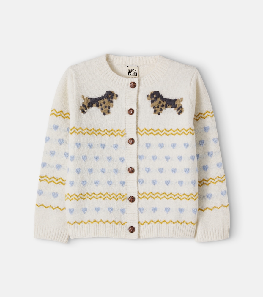 Bonton Paula Intarsia Cardigan In White