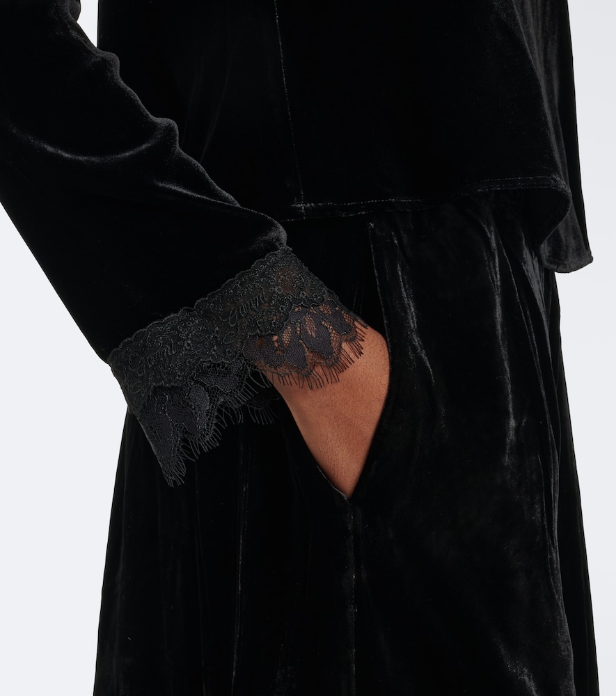 Lace-Trimmed Velvet Top