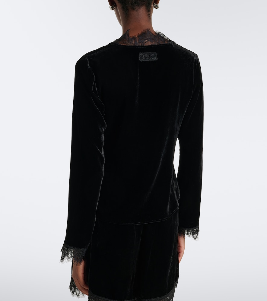Lace-Trimmed Velvet Top